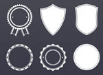 gray and white badges of varied shapes