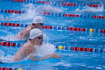 Swimmers compete in the 2015 NAIA Men's and Women's Swimming and Diving National Championships.