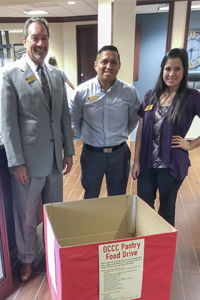 Employees of the bank with the donation box