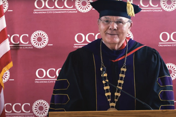 OCCC President Jerry Steward addresses the graduates virtually.