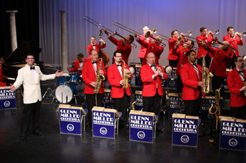The Glenn Miller Orchestra performs 1930s and 40s swing music.