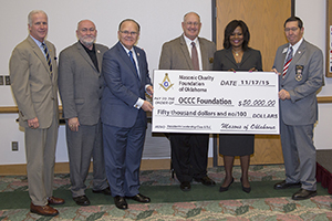OCCC accepts contribution from the Masonic Chairity Foundation of Oklahoma. 