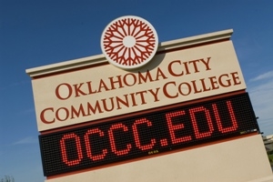 The OCCC marquee welcomes students to campus.