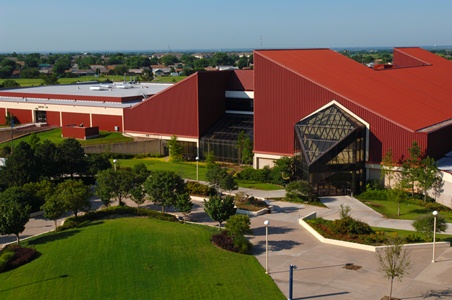 Photo of OCCC library and flowers