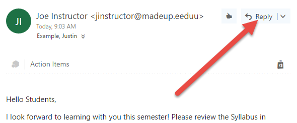 Reply menu location in upper right