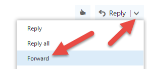 Forward option in Reply menu