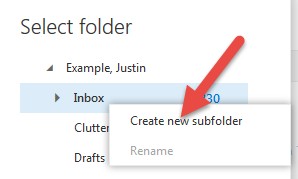 Create a new subfolder menu