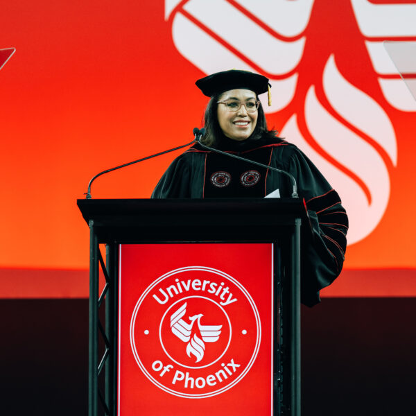 OCCC President Mautra Staley Jones was the keynote speaker for the University of Phoenix Spring 2024 commencement on March 2.