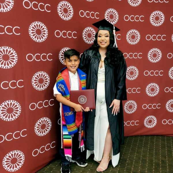 Picture of Rosa and her son on graduation day